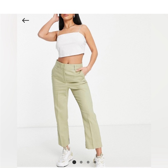3 for $25! ASOS‎ DESIGN linen pants in olive, size 4 - Picture 1 of 7
